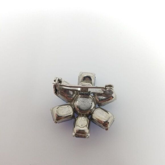 Vintage Blue Rhinestone Cluster Flower Shaped Brooch, Starburst, Retro Estate - Picture 3 of 5